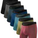 BAMBOO COOL Mens Underwear Comfy Boxer Briefs Breathable Anti-Chafing Underwear with Fly 7 Pack Size M