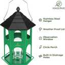 Kingsyard Metal Bird Feeder for Outdoor Hanging, Wild Bird Feeders with Circular Perch, Easy to Clean & Refill, 4 lbs Large Seed Capacity, Green