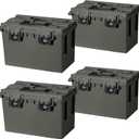 Sheffield 12765 XL Storage Bins With Lids, 4-Pack Stackable Storage Bins, Made in USA, Lockable and Water-Resistant Containers with Lids, Plastic Containers for Home, Classroom, and Dorm