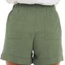 KINGFEN Women Casual Shorts Drawstring Comfy Elastic Waist Shorts Summer Pull On Short with Pockets(S-2XL) (Green)