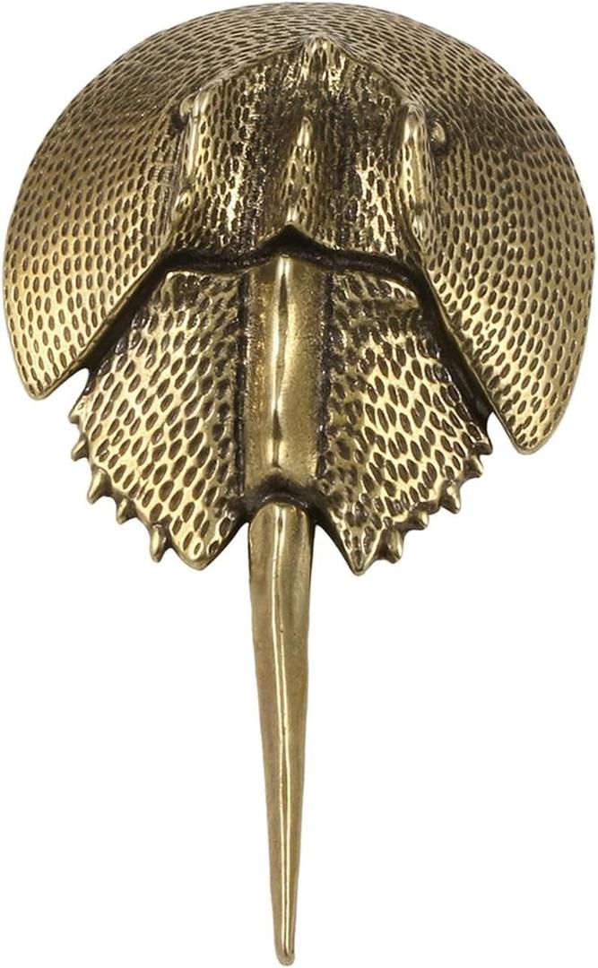 DYNWAVE Horseshoe Crab Sea Life Figurine Brass Statue Handcrafted Mini Decor Sea Creatures Sea Creature Model for Shelf Cafe Desktop