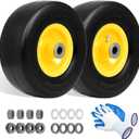 (2 Pack) 9x3.50-4 Flat Free Lawn Mower Tire & Wheel, Replace Scag 48307-02 481774, Exmark Toro 1-513648 103-2171 | Solid Smooth Zero Turn Mower Front Tires, 3/4" & 5/8" Bushings, Spacers Included