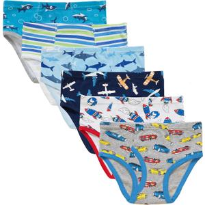 Slenily Little Boys Sharks Briefs Toddler Kids Truck Cars Underwear Soft Cotton Airplane Undies (Pack of 6) (2)