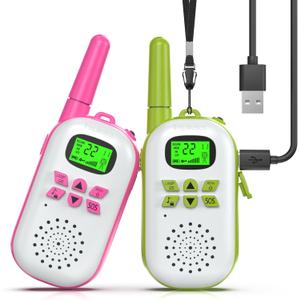Inspireyes Walkie Talkies for Kids, Rechargeable Long Range 2 Pack, Kids Toys for Boys Girls Ages 3-12, 2 Way Radio Toy, Outdoor Adventure Toys, Camping Hiking Gear, Birthday Gifts for Kids