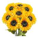 8 PCS 5.9" W x 24.8" H Large Sunflowers Artificial Flowers with Long Stems Silk Fake Big Sunflowers Bouquet Faux Sunflower Arrangement for Home Vase Table Wedding Garden DIY Fall Decor