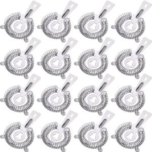 16 Pcs Bar Bartender Strainer Stainless Steel Drink Cocktail Strainers Silver Shaker Ice Bar Shelf or Bartenders Mixologists Drinking Water Filtering