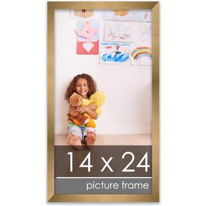 Poster Palooza 14x24 Frame Black Solid Wood Picture Frame | 0.75 Inch Moulding Width | Includes UV Acrylic Plexiglass, Foam Board Backing & Hanging Hardware