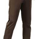 Plaid&Plain Men's Dress Pants Slim Fit Stretch Khaki Pants Wrinkle Free 8802 Brown 38x34