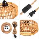 Plug in Pendant Light Rattan Hanging Lamp with Switch,Mini Rattan Boho Semi Flush Mount Ceiling Light,Hand Woven Hallway Light Fixtures for Bedroom Entryway Kitchen