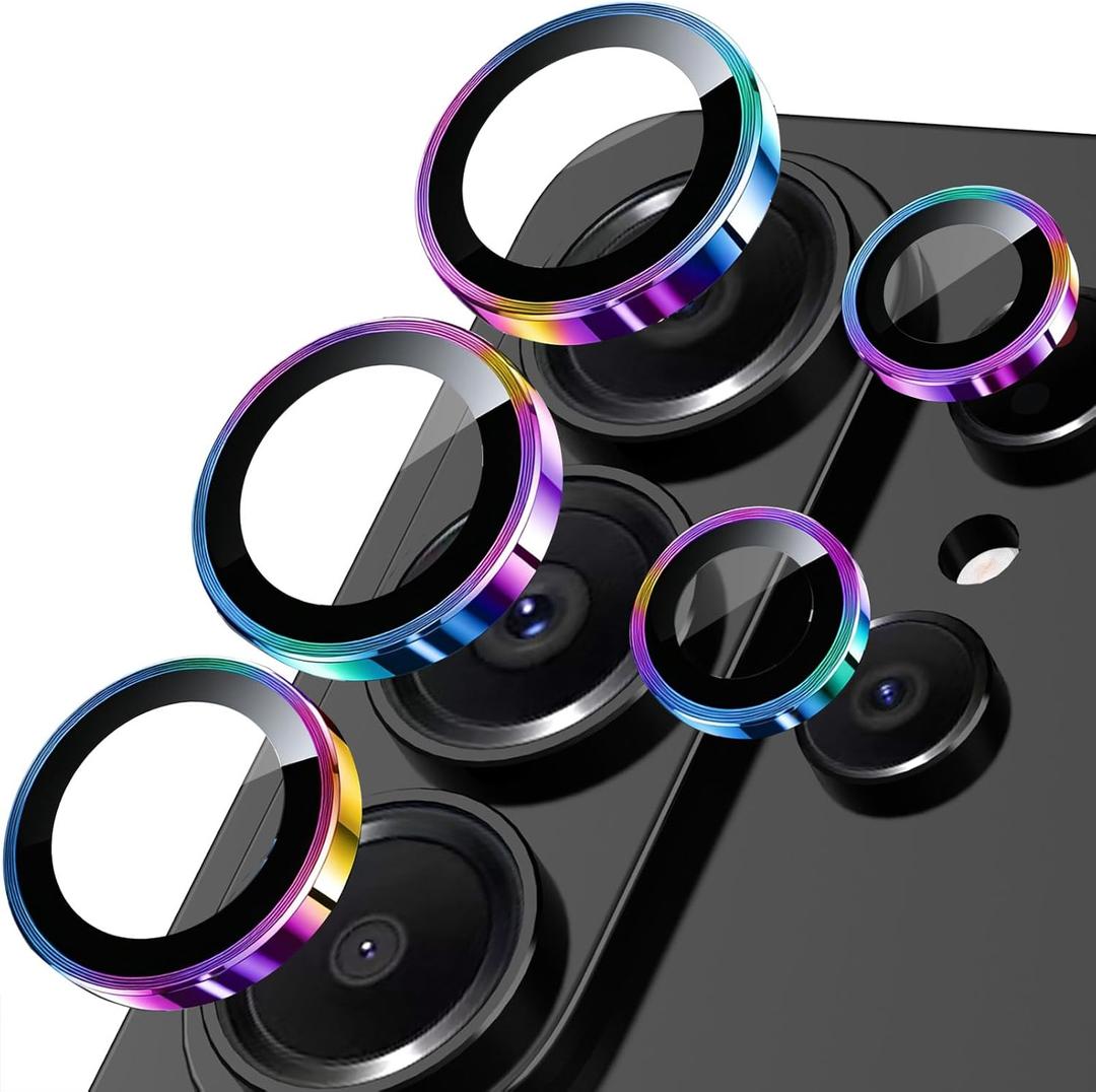 SiHPuoy 2 Sets Camera Lens Protector for Samsung Galaxy S26 Ultra, Metal Aluminum CircleTempered Glass Camera Protector, Military Grade ShatterproofCase Friendly, Accessories Lens Protector-Colorful