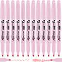 Pink Highlighter 12 Pack, Mild Pastel Color, Chisel Tip Bible Highlighters No Bleed, Quick-Drying, Cute Aesthetic Markers for Journaling, Bible Study, School Office Supplies