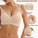 Wireless Bras for Women No Underwire - Womens Seamless Bralette Full Coverage Padded Sleep Bra with Support and Lift (Beige) XXL