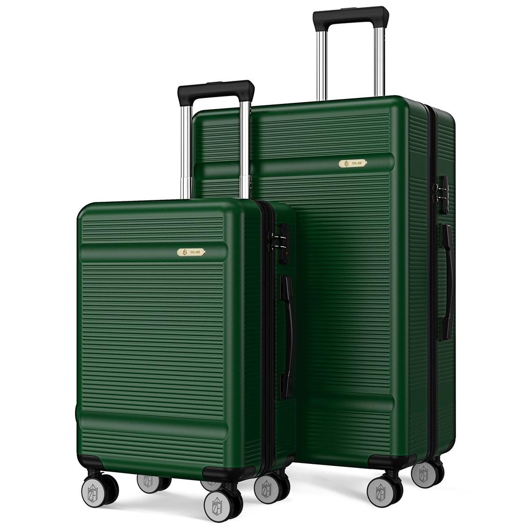 Zitahli Luggage Sets 2 Piece, Expandable Suitcase Set 2 Piece Luggage Set, Hardside Luggage with TSA Lock Spinner Wheels YKK zippers, 20in 28in (Dark Green)