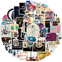 Love Guitar Stickers Fender Electric Guitar Stickers 50 Pcs Water Bottle Waterproof Cool Aesthetic Vinyl Laptop Luggage Skateboard Computer Stickers for Teens Boys Adult(Guitar)