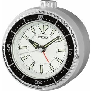 SEIKO QHE207SLH Watch Face Non Ticking Bedroom Alarm Clock, Silver, 4 x 3.8 Inches