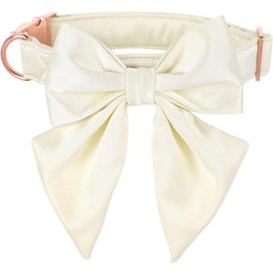 Lionet Paws Bowtie Dog Collar - Comfortable Silk Dog Collar with Detachable Bow Tie for Medium Dogs, Neck 13.5-22 Inches