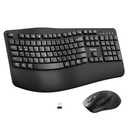 Wireless Keyboard and Mouse Combo,2.4G Full Size Wave Keys Ergonomic Keyboard with Wrist Rest for Natural Typing, 3 DPI Adjustable Ergonomic Silent Mouse for Computer/Laptop/Windows/Mac (Black)