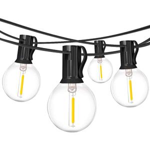 2-Pack 18Ft Outdoor Patio String Lights,UL Listed Commercial Light String with 20+2 Plastic G40 LED Clear Globe Bulbs,Decoration for Patio Backyard Cafe Porch Garden Bistro Party Wedding