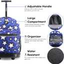 J World Sunrise Kids Rolling Backpack with Wheels for Girls Boys, Roller Bookbag for School, 18 x 13 x 9 Inches, Puffy Star