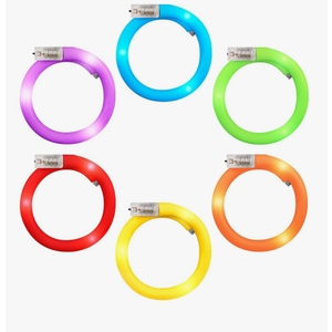 Assorted Fun Colors LED Flashing Tube Light Up Bracelets (Set of 20)