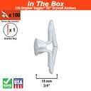 TOGGLER Toggle TB Residential Drywall Anchor, Polypropylene, Made in US, 3/8" to 1/2" Grip Range, For #6 to #14 Fastener Sizes (Pack of 100)