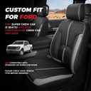 FREESOO Leather Seat Covers for Ford F150 SuperCrew 2015-2026 & F250/F350/F450 Super Duty Crew Cab 2017-2026, Waterproof Seat Covers Full Set with Lumbar Support for Pickup Trucks, Black Grey