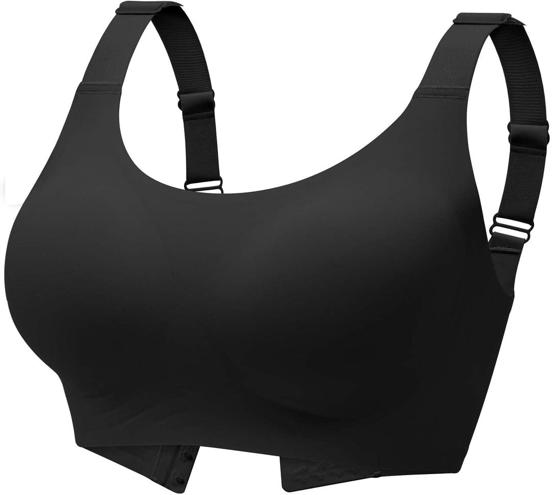 Gailife Womens Wireless Push Up Bras for Women No Underwire Seamless Full Coverage Supportive T Shirt Everyday Bras (3X-Large, U Neck - Black)