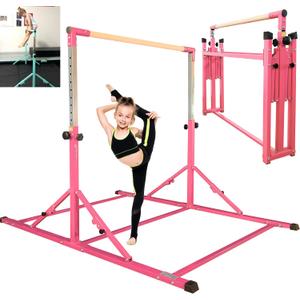 Foldable Gymnastics Bar, 6FT Horizontal Bars, Folding Training Bar for Kids Ages 3-18, Weight Limit 500 LB, Adjustable kip Bar,Home Gym Equipment Indoor, 6 FT Base