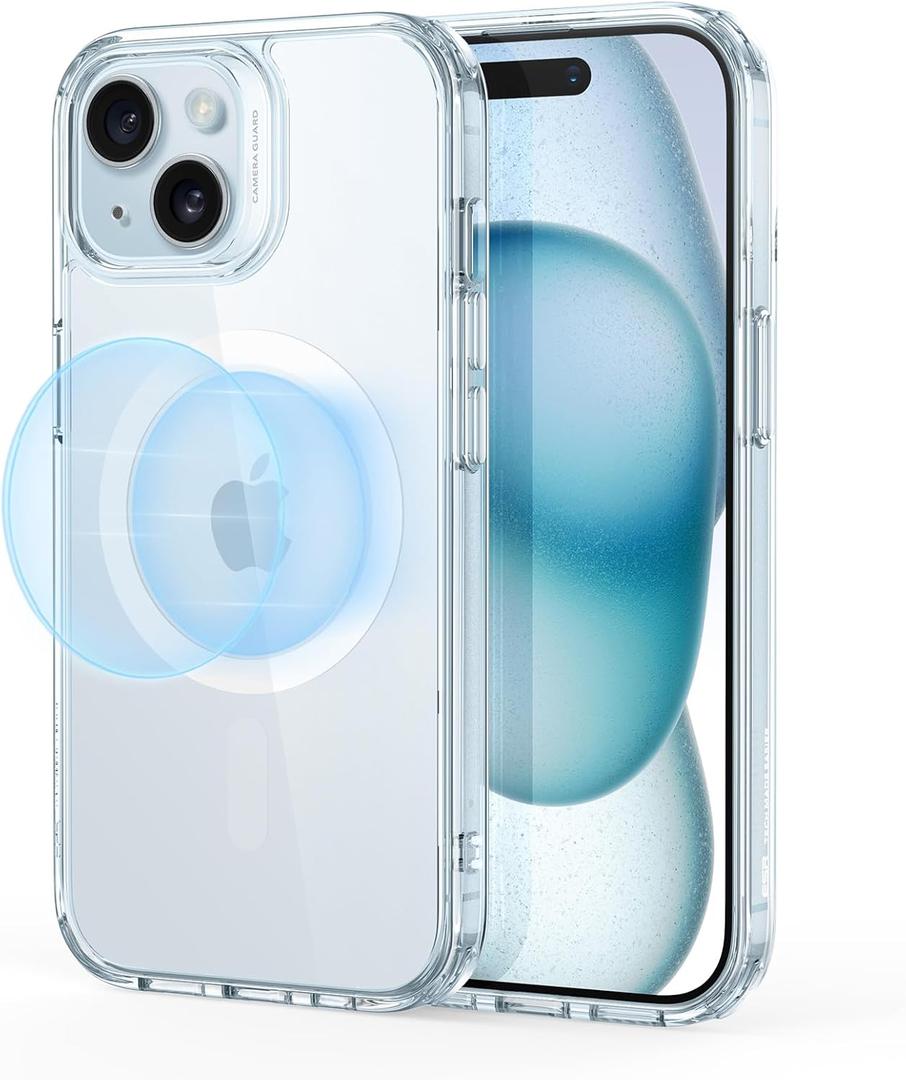 ESR for iPhone 15 Case, Compatible with MagSafe, Military-Grade Protection, Yellowing Resistant, Scratch-Resistant Back, Magnetic Phone Case for iPhone 15, Classic Series, Clear Blue