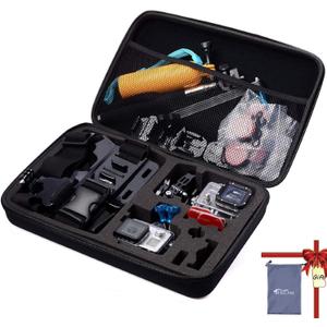 Large Camera Carrying Case Compatible with Gopro Hero 13 12 11 10 9 8 7/AKASO EK7000 Brave 4 Brave 7Le V50X/DJI Osmo Action 5 Pro/ODDV/Jadfezy/SJCAM/APEXCAM/Vemont Action Camera, Travel Case