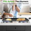 Nutrichef Double Burner Griddle, Non-Stick Stove Top Griddle for Gas Stove, Dishwasher Safe, Heatproof Bakelite Handles, Even Heat Distribution, PFOA & PFOS Free, 20” x 12” x 0.8” Inch (Black)