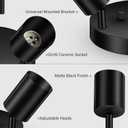 BoostArea LED 3 Light Track Lighting Kit, LED Track Lighting Fixtures, Black Round Ceiling Spot Lighting, Flexibly Rotatable Light Head for Kitchen, Living Room, Bedroom, GU10 Bulb Not Included