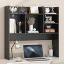 Desk Hutch with 6 Shelves, Desktop Organizer Shelf for Office Dorm, Black