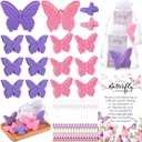 50 Sets Butterfly Themed Baby Shower Favors Butterfly Soap with Thank You Cards Gift Bag for Guest Gender Reveal Party Decorations Baby Shower Game Prizes Wedding Favor(Pink and Purple)
