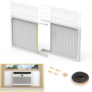 Window Air Conditioner Side Panels with Frame,Adjustable Extra Wide Air Conditioner Side Panels Fits Most 5,000-14,000 BTU Window AC Units,Window AC Side Panel Curtain Kit,2 Pack Window Air Conditioner Side Panels with Frame,Adjustable Extra Wide Air Conditioner Side Panels Fits Most 5,000-14,000 BTU Window AC Units,Window AC Side Panel Curtain Kit,2 Pack