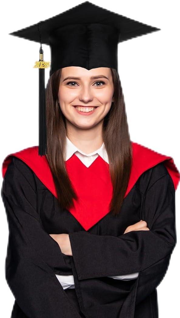 Berlune 12 Pieces Matte Graduation Cap 2026 Tassel Adjustable Mortarboard Graduation Hat for High School Bachelor Adult