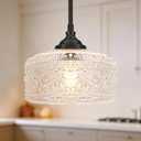 Black Vintage Pendant Lights Kitchen Island, Adjustable Height Kitchen Island Lighting, Bathroom Pendant Light with Clear Glass Shade- Dual Mount Ceiling & Hanging Fixtures with 90 Swivel for Decor