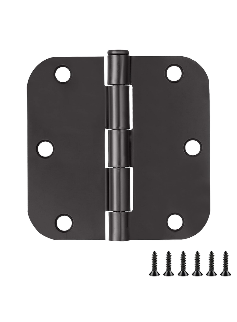 Design House Interior Door Hinges, 3.5 in. x 3.5 in., Rounded, 5/8-in. Radius, Steel, Pre-Lubricated, Matte Black, 26-Pack