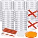 Ashmacdo 60 Pcs Plastic Petri Dishes with Lids, 90 x 15 mm Deep Sterile Petri Dishes with 60Pcs Biohazard Stickers for School Halloween Science Experiment Biological Party Supplies (Orange Color)