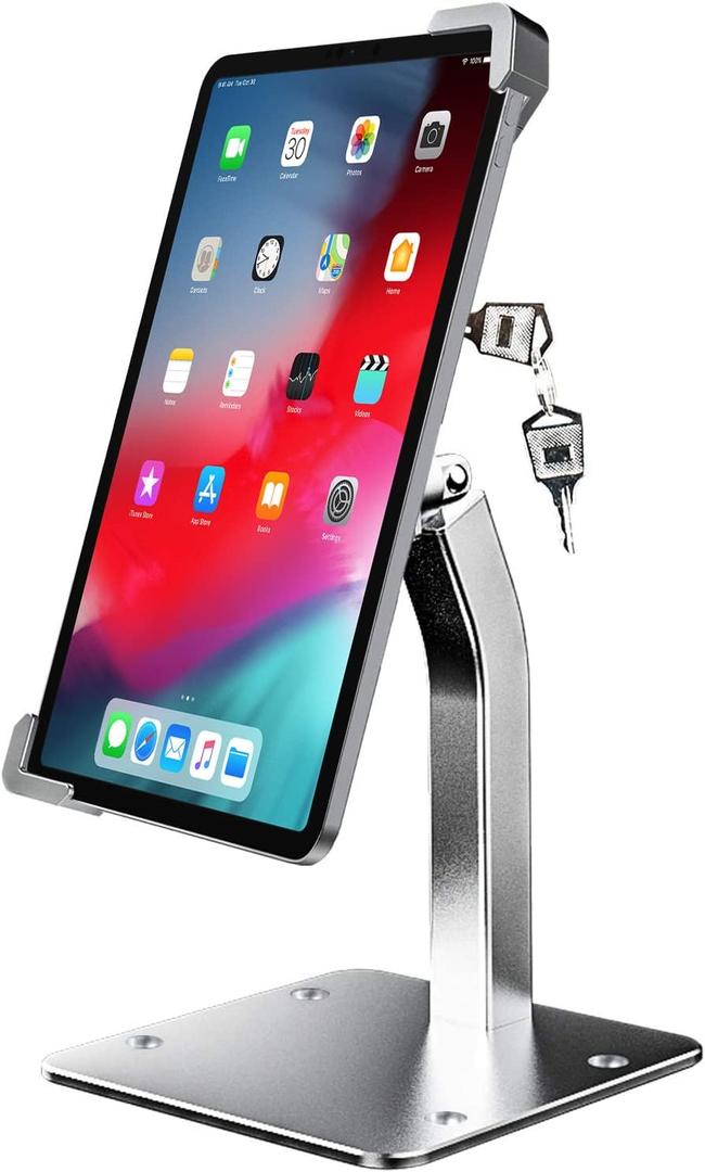 Anti Theft Tablet Kiosk Stand for 9"-14" Tablet, Security iPad Desk Floor Stand, Heavy Duty Tablets POS Display Mount with Lock and Key, Compatible iPad Pro 13/Air, Surface Pro/Go, Galaxy Tabs