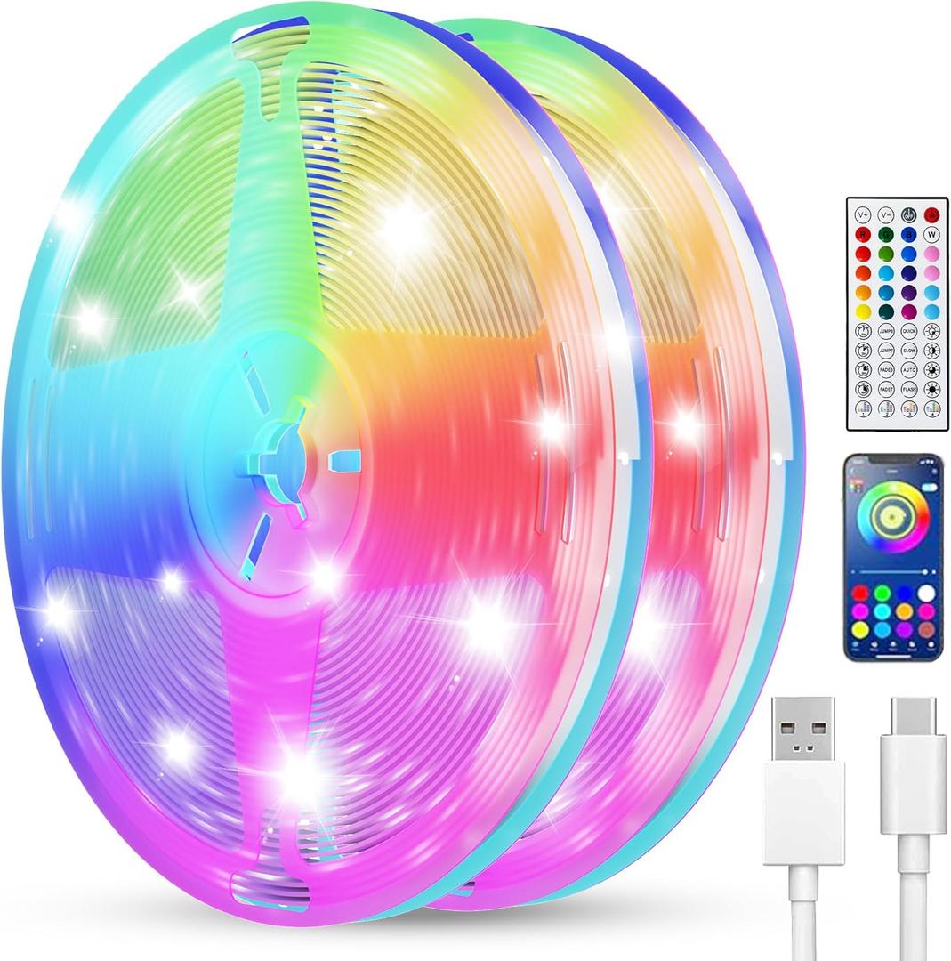 Smart LED Strip Lights 200FT 2 Rolls of 100 ft for Bedroom App Control Lighting Bedroom Rome Decor with Remote, RGB Music Sync Color Changing LED Lights for Party,Game Room