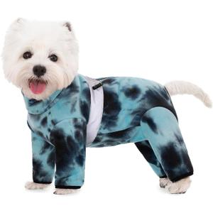 Dog Coats for Large Dogs, Polar Fleece Dog Pajamas Bodysuit, Puppy Onesies Tie Dye Jumpsuits, Dogs Warm Clothes Four-Legged, Doggie Fullbody Winter Jacket Vest (Large)