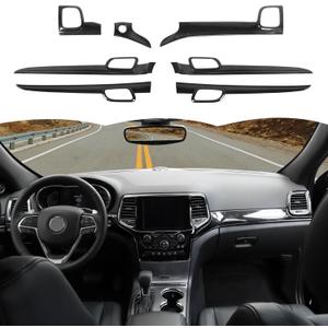 RT-TCZ Carbon Fiber Center Console Dashboard Panel Trim Inner Door Handle Cover Interior Trim Kit Decor Accessories for Jeep Grand Cherokee 2011-2020