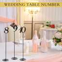 Therwen 20 Pcs Metal Table Numbers 1-20 Table Numbers for Wedding Reception 12 Inch Stainless Steel Party Desk Figure with Sturdy Holder Base for Banquet Wedding Party Event Catering(Black)