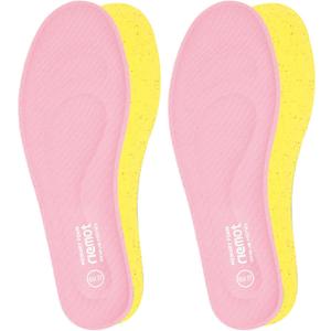 riemot 2 Pairs Memory Foam Insoles for Women Replacement Shoe Inserts for Sneaker,Work Boot,Comfort Cushion Shoe Insole,Breathable Inner Soles Shock Absorbing for Foot Pain Relief Pink US6.5/ EU37.5