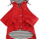 Morezi Dog Zip Up Raincoat with Reflective, Rain/Water Resistant, Adjustable Drawstring, Removable Hood, Raincoats with Legs - Red - M