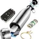Diversion Safe Water Bottle - Stainless Steel Bottle Safe Box with Hidden Compartment for Cards, Keys, Cash, and Valuables - Insulated Bottle for Hot and Cold Drinks - 18 Ounces (Silver)