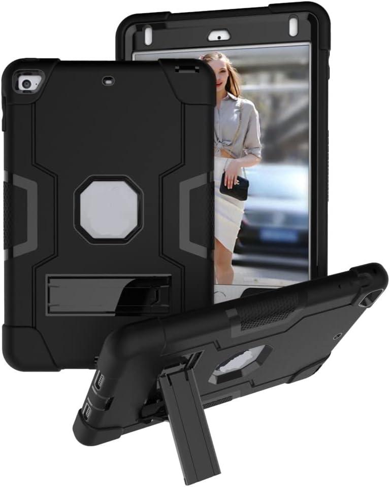 Jaorty Case for iPad Mini 5 2019,for iPad Mini 4 2015,7.9 Inch,3 in 1 Hybrid [Soft&Hard] Heavy Duty Rugged Stand Cover Shockproof Anti-Slip Anti-Scratch Full-Body Protective Case,Black/Black