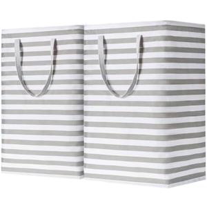 BOOMIBOO 2-Pack Large Laundry Basket,Waterproof Freestanding Laundry Hamper,Collapsible Clothes Basket with Easy Carry Handles in Laundry Room Bathroom Bedroom Dorm,Grey,75L