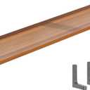 Wooden Radiator Cover Shelf with Bracket, Floating Wall Shelf, Drill-Free Installation, Ideal for Home Office, Bedroom, Living Room - Brown, 140x30cm (70x30cm, Black)